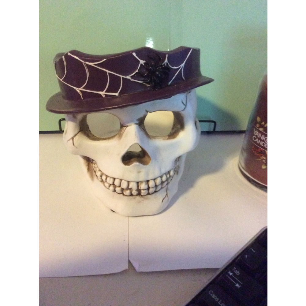 Yankee Candle White Brown Skull Candle Holder One Size
